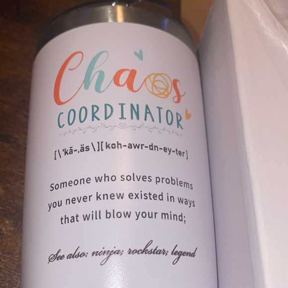 NWOT: CHAOS COORDINATOR! Tumbler and water glass, straw, and straw cleaner! - Picture 2 of 3